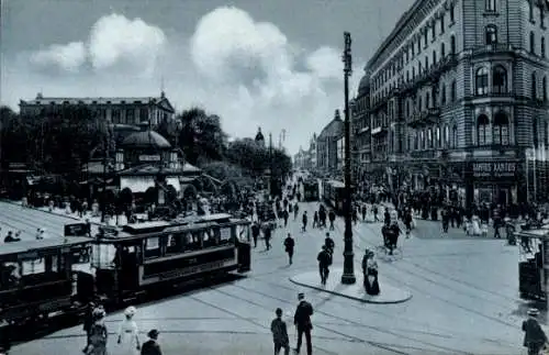 Ak Hannover, Blick auf Georgstraße, Tram, Passanten, architektonische Gebäude