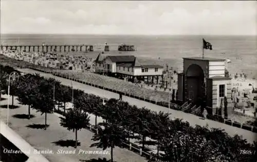 Ak Ostseebad Bansin auf Usedom, Strandpromenade, Ostseebad  gepflegte Paseos, Meerblick,  Bauten