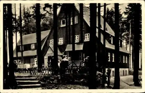 Ak Altenberg im Erzgebirge, Waldschänke Raupennest, Wald, Gaststätte, wenige Gäste