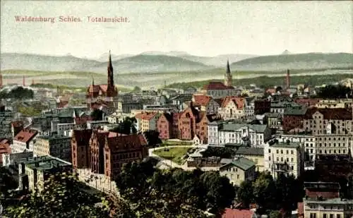 Ak Wałbrzych Waldenburg Schlesien, Totalansicht