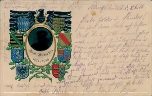 Präge Wappen Ak Zum Andenken 1914/1916, I. WK