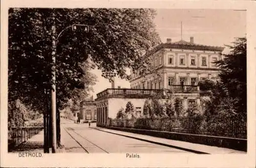 Ak Detmold am Teutoburger Wald, Palais, Gebäude, Bäume, Straße