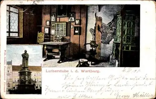 Ak Lutherstadt Eisenach in Thüringen, Wartburg, Lutherstube, Denkmal