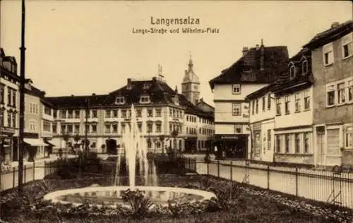 Ak Bad Langensalza in Thüringen, Langestraße und Wilhelms Platz