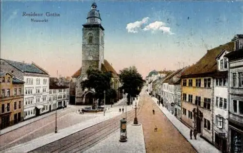 Ak Gotha Thüringen, Neumarkt, Kirche, Litfaßsäule