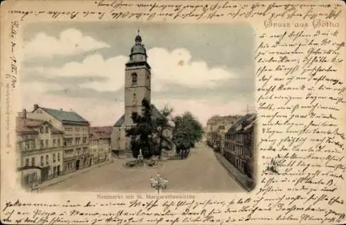 Ak Gotha in Thüringen, Neumarkt mit St. Margarethenkirche