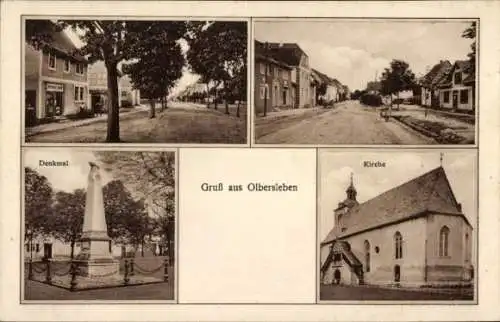 Ak Olbersleben Buttstädt in Thüringen, Denkmal, Kirche, Gruß aus  vier Bilder