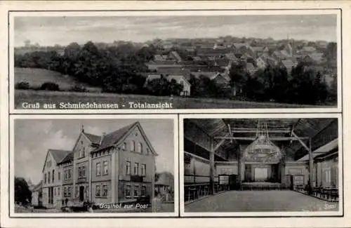 Ak Schmiedehausen in Thüringen, Gesamtansicht von  Gasthof zur Post, Saal