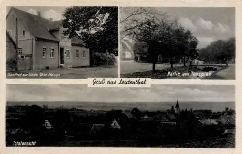 Ak Leutenthal im Weimarer Land, Gasthof zur Linde von Otto Haupt, Tanzplan, Totalansicht
