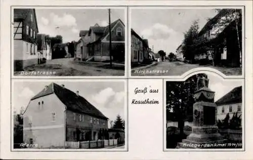 Ak Krautheim Weimarer Land, Kirchstraße, Dorfstraße, Pfarre, Kriegerdenkmal