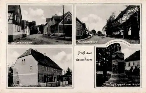 Ak Krautheim Weimarer Land, Kirchstraße, Dorfstraße, Pfarre, Kriegerdenkmal