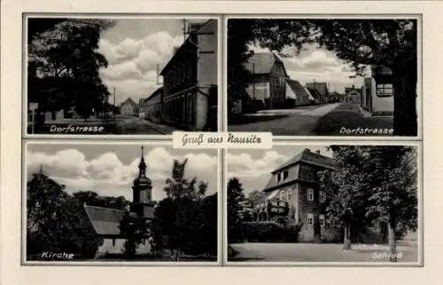 Ak Nausitz Roßleben Wiehe im Kyffhäuserkreis, Schloss, Kirche, Dorfstraße