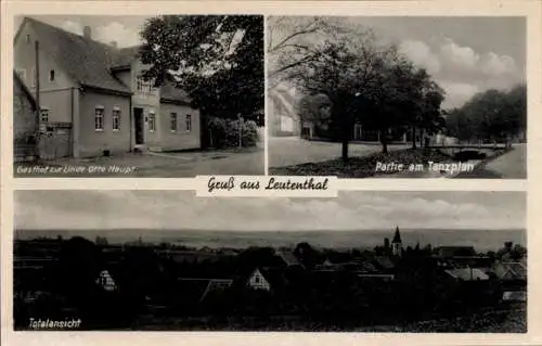 Ak Leutenthal im Weimarer Land, Gasthof zur Linde von Otto Haupt, Partie am Tanzplan, Totalansicht 