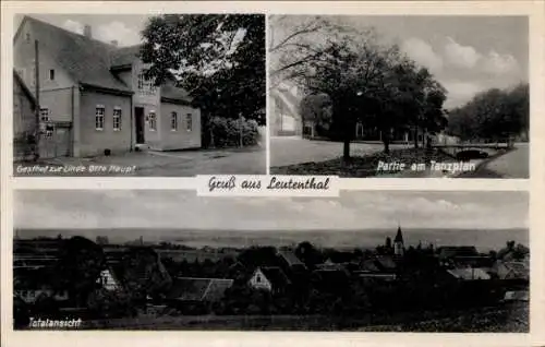 Ak Leutenthal im Weimarer Land, Gasthof zur Linde von Otto Haupt, Tanzplan, Totalansicht