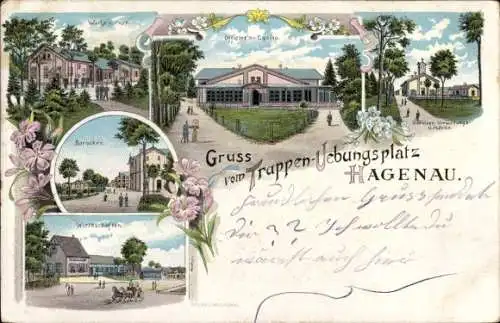 Litho Haguenau Hagenau Elsass Bas Rhin, Truppenübungsplatz, Kasino, Wache, Post