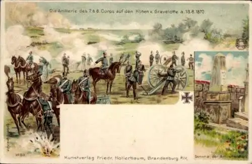 Litho Gravelotte Lothringen Moselle, Artillerie des 7. und 8. Corps, 18. August 1870
