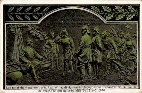 Relief Ak Rezonville Lothringen Moselle, Bas-relief du monument