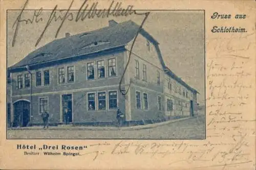 Ak Schlotheim in Thüringen, Hôtel Drei Rosen, Besitzer Wilhelm Spiegel, Gründerzeitstil,  Archite