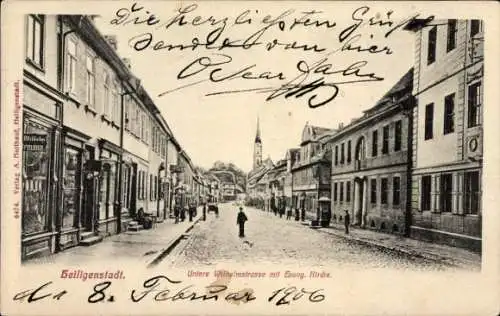 Ak Heilbad Heiligenstadt Eichsfeld Thüringen, Unterer Wilhelmstrasse, Evangelische Kirche,  Straß