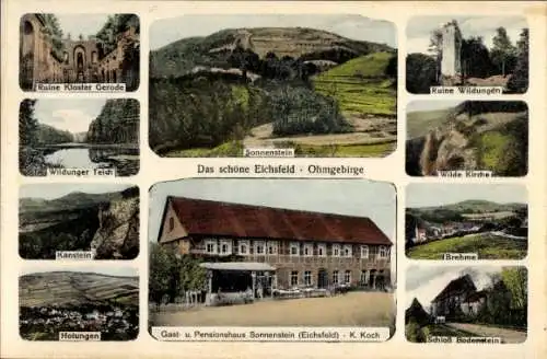 Ak Sonnenstein im Eichsfeld, Ruine Kloster Gerode, Sonnenstein, Wildunger Teich, Wilde Kirche, Ga