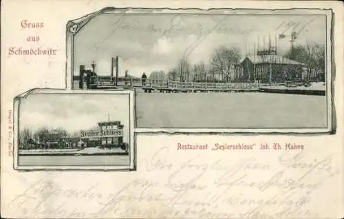 Ak Berlin Köpenick Schmöckwitz, Schnee Landschaft, Segler Schloss,  aus Schmöckwitz