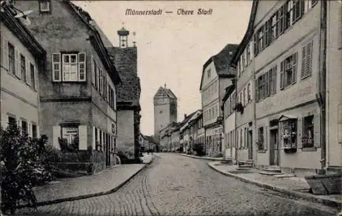 Ak Münnerstadt in Unterfranken Bayern,  Obere Stadt, ruhige Straße, ehemalige Bebauung