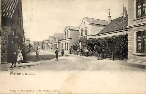 Ak Marne in Holstein Dithmarschen, Straßenpartie