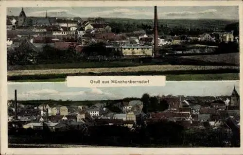 Ak Münchenbernsdorf in Thüringen, Panoramablick, Stadtlandschaft, Gebäude, Gruß aus Münchenbernsd