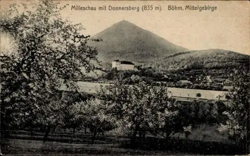 Ak Milešov Milleschau Velemín Welemin Reg. Aussig, Panorama, Donnersberg, Milešovka, Milleschauer 
