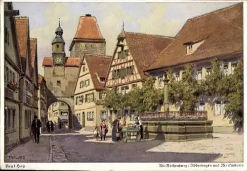Künstler Ak Hey, Paul, Ackermann 408/9 4043, Röderbogen, Alt Rothenburg