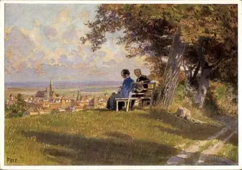 Künstler Ak Hey Paul, Nr. 6245,Herbstabend v. Städtchen