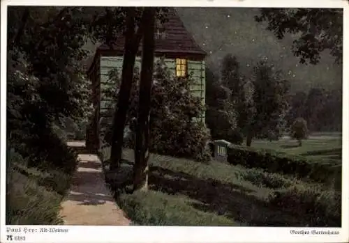 Künstler Ak Hey, Paul, Alt Weimar, Goethes Gartenhaus