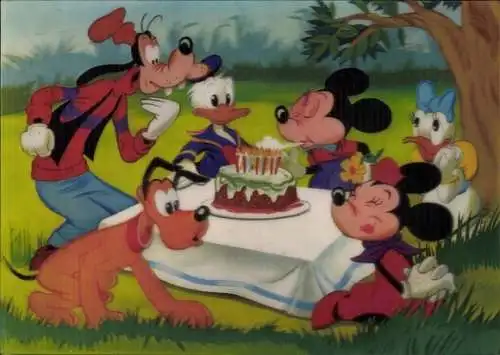 3D Ak Micky Mouse Party, Minnie, Daisy und Donald, Pluto, Goofy