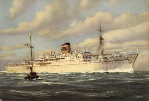 Künstler Ak Dampfschiff Enotria, Messapia, Adriatica Societa di Navigazione Venezia