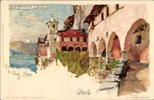 Künstler Litho Wielandt, Manuel, Leggiuno Lombardia, Kloster Santa Caterina del Sasso, Ortschaft