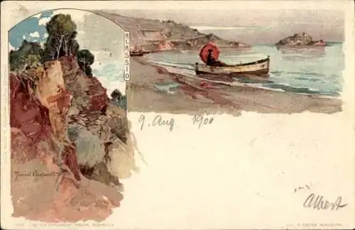 Künstler Litho Wielandt, Manuel, Alassio Liguria, Uferpartie