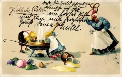 Ak Glückwunsch Ostern, Küken, Humor