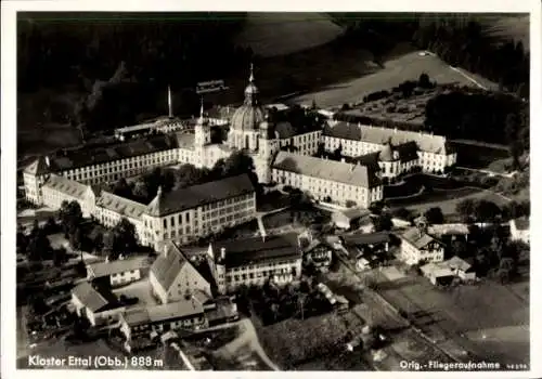 Ak Ettal Oberbayern, Kloster, Benediktinerabtei, Fliegeraufnahme