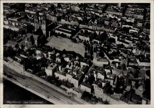 Ak Magdeburg an der Elbe, Fliegeraufnahme, Domviertel