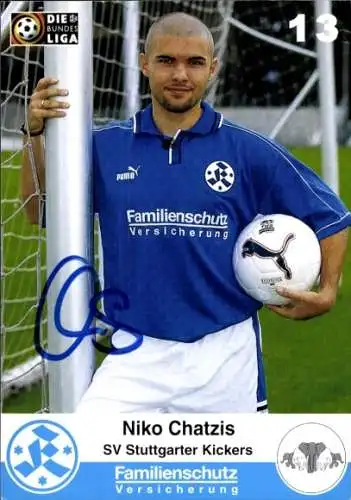 Autogrammkarte Fußballer Niko Chatzis, SV Stuttgarter Kickers, Autogramm