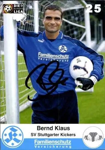 Autogrammkarte Fußballer Bernd Klaus, SV Stuttgarter Kickers, Autogramm
