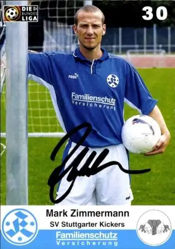 Autogrammkarte Fußballer Mark Zimmermann, SV Stuttgarter Kickers, Autogramm