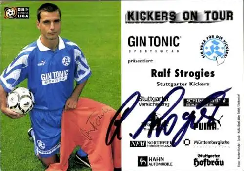 Autogrammkarte Fußballer Ralf Strogies, SV Stuttgarter Kickers, Autogramm