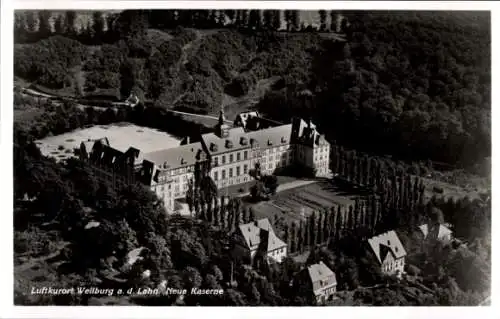 Ak Weilburg an der Lahn Hessen, Luftkurort Weilburg, Neue Kaserne, Schwarz-Weiß Bild