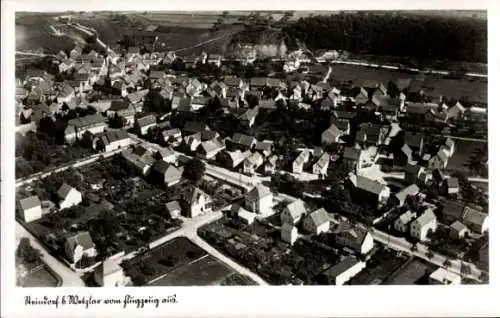 Ak Steindorf Wetzlar an der Lahn, Luftaufnahme von Steindorf, viele Häuser, Landschaft, Flugzeug 