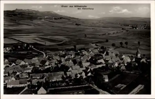 Ak Wittelshofen am Hesselberg, Landschaftsaufnahme, Häuser, Kirche, Hesselberg im Hintergrund