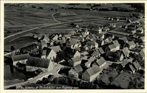 Ak Wilburgstetten in Mittelfranken, Luftaufnahme, viele Häuser, ländliche Umgebung, Wohnhäuser, B