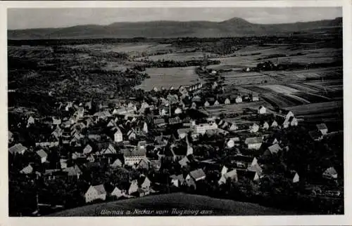Ak Wernau am Neckar, Luftaufnahme von Wernau, viele Häuser, Felder, Berglandschaft im Hintergrund