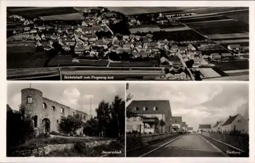 Ak Giebelstadt in Unterfranken, Luftaufnahme von  Geyerschloß, modernisierte Strukturen