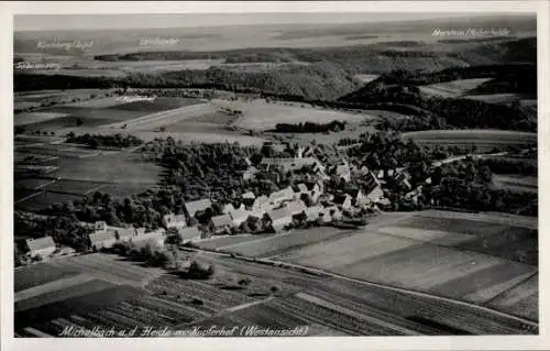 Ak Michelbach an der Heide Gerabronn, Luftaufnahme, Westansicht, ländliche Landschaft, mehrere Hä